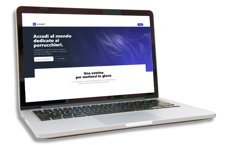 computer aperto sul sito della webapp OnMyJobs